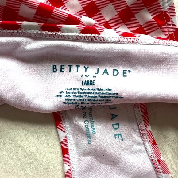 Betty Jade bikini bottoms Large red white gingham side tie plaid swimsuit string - Picture 3 of 3